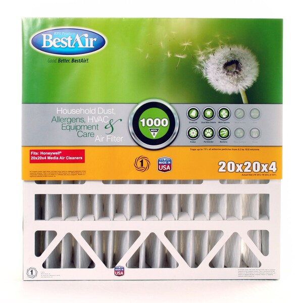 Bestair 20 in. W X 20 in. H X 4 in. D 8 MERV Pleated Air Filter 1 pk HW2020-8R - main